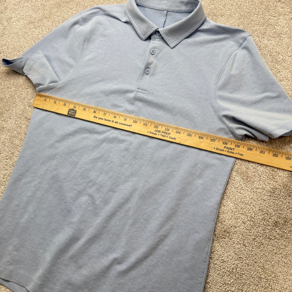 Lululemon Mens M Polo Shirt Light Blue Evolution Short Sleeve Performance - Picture 6 of 6